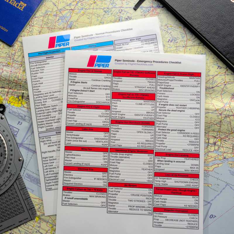Full letter size normal and emergency aircraft checklists